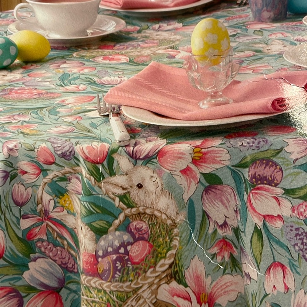 NWOT oval Easter table cloth. 60”x84”